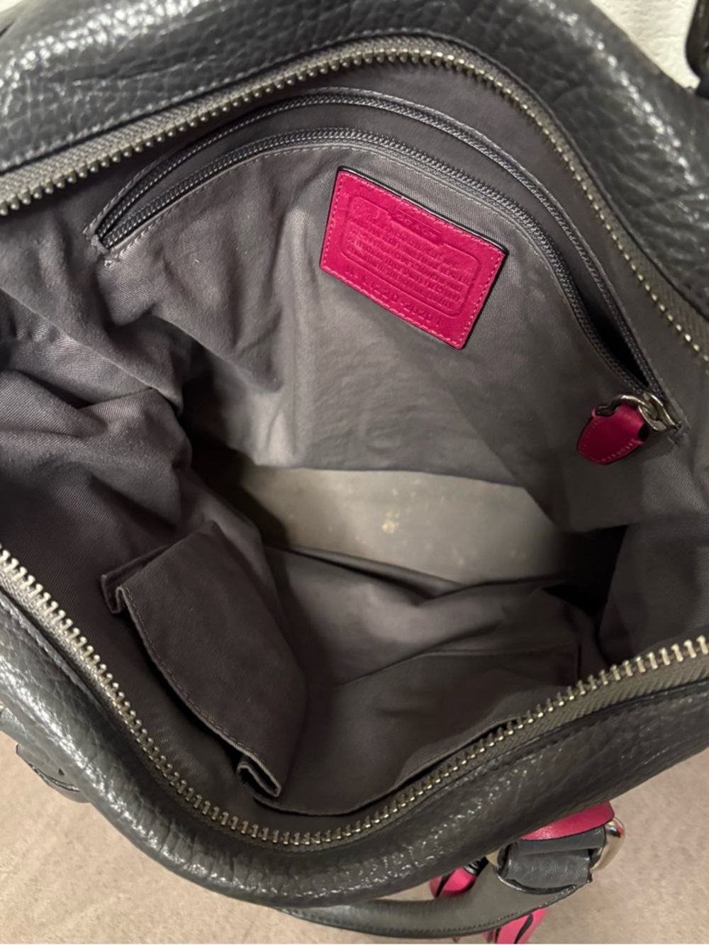 COACH Legacy Graphite Berry/ Grey Textured Leather "Molly" Satchel Bag #21140 - Picture 4 of 12